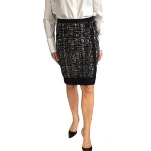 Cleo black and white knit skirt size small black waist band buckle & hem trim